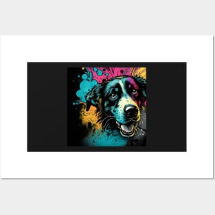 Cosmic Dog Splatter Paint Posters and Art